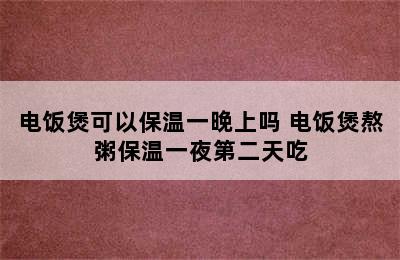 电饭煲可以保温一晚上吗 电饭煲熬粥保温一夜第二天吃